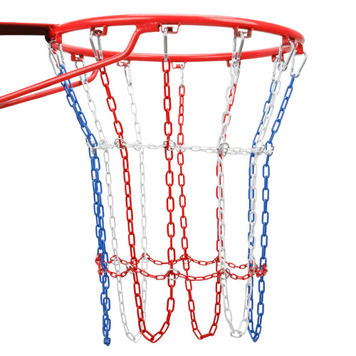 WWFFEN Metal Basketball Net Replacement, Heavy Duty Carbon Steel Chain Net for Basketball Hoop, Anti-Rust Use Indoor Outdoor Standard (12 Links), Quick Installation