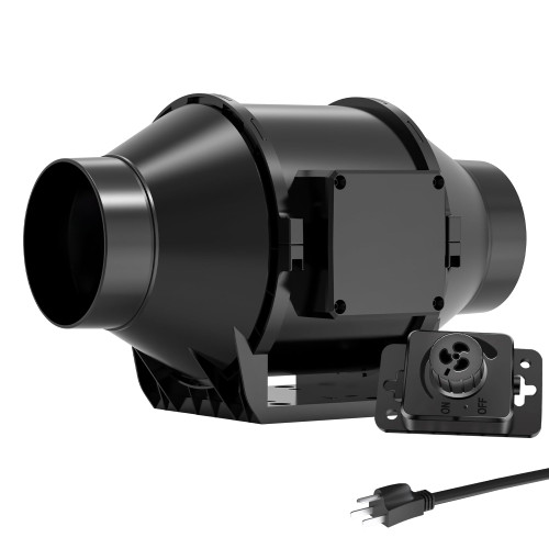 Toolazy 4 Inch Inline Duct Fan 214 CFM, 0-100% Variable Speed Controller