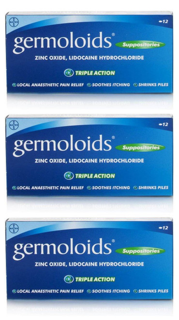 Germoloids Suppositories x 12 - Pack of 3