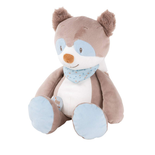 Nattou Bob The Raccoon Plush Toy, Stuffed Animal, Cuddly Companion, Promotes Motor Skills, Machine Washable, Super Soft Polyester, PETA-Approved Vegan, 30 cm
