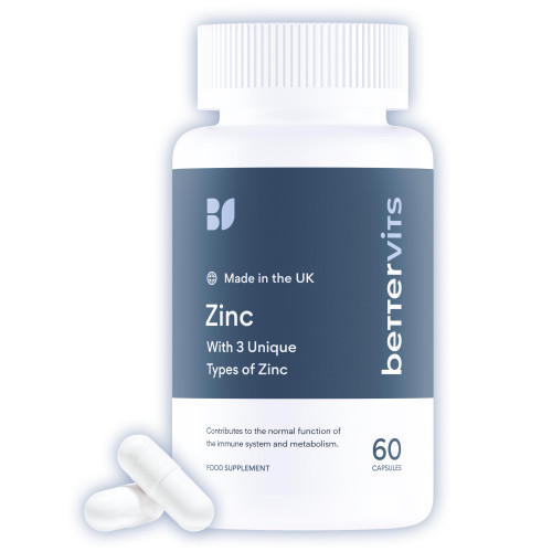 Bettervits Zinc Supplements for Men & Women High Strength 30mg - 60 Caps