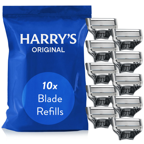 Harry’s Original Razor Blades for Men, 10 Razor Blade Refills, 5 Anti-Friction Shaving Blades with Precision Trimmer, Compatible with Harry’s Original Razors
