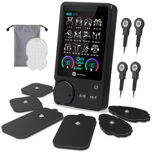 TENS & EMS Muscle Stimulator for Pain Relief, 72 Combo Modes Electronic Pulse Muscle Massager Tens Therapy Unit, 40 Level Intensity tens stim Machine, 12 Electrode Pads & Storage Bag