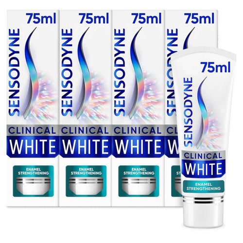 Sensodyne Clinical White Toothpaste Sensitive Teeth, Extra Fresh, 4 x 75 ml