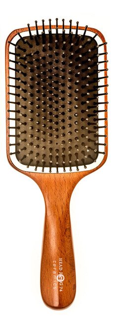 Head Jog 74 Ceramic Wooden Paddle Brush Detangler Hair Brush for Salon Hairdressing. Styling Tools For Long, Thick, Curly, Wavy, Dry or Damaged Hair, Reducing Hair Breakage and Frizzy, No More Tangle.