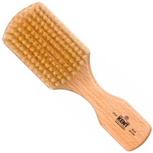Kent Brushes Mens Finest, Beechwood Pure White Bristle Rectangular Club OG4 Brush, Ideal For Medium To Thick Hair Type And Beards, Beechwood Rectangular Club Brush