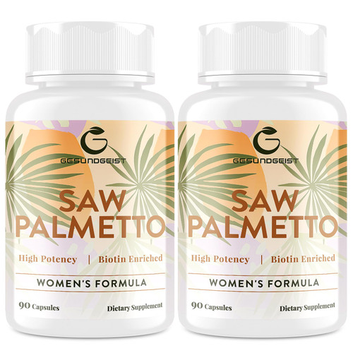 Gesundgeist Saw Palmetto for Women Hair Loss - DHT Blocker with 5-in-1 Blend for Hair Growth, Skin & Nails, Urinary Wellness - Extra Strength Saw Palmetto Supplement - 180 Capsules