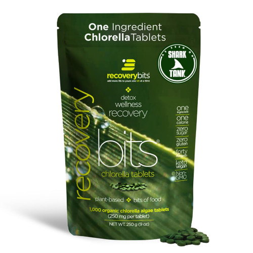 RECOVERYbits Organic Chlorella Tablets, Detox, Greens, 1000 Tablets
