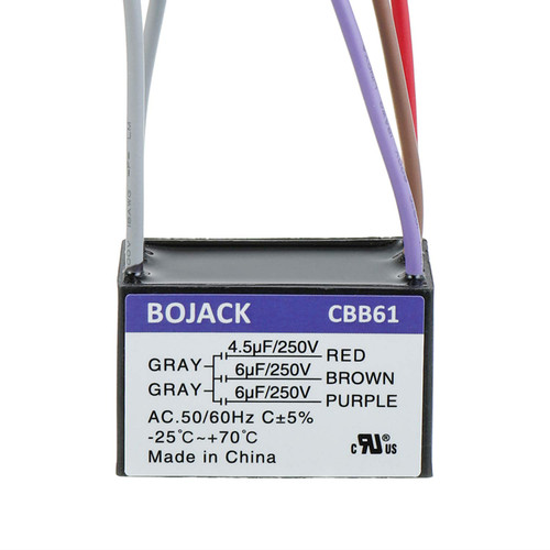BOJACK CBB61 4.5uF+6uF+6uF 250V AC Ceiling Fan Starting Capacitor for Compatible with Harbor Breeze & New Tech 5 Wire