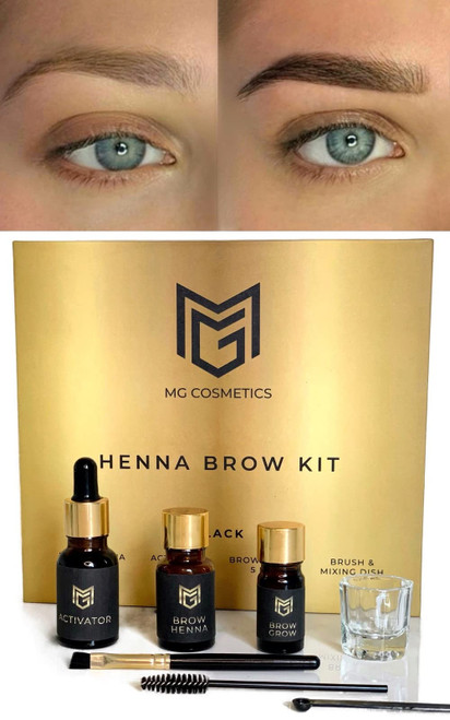 Eyebrow Henna Color Kit Colors Brow Hair | BONUS VIDEO TUTORIAL | Professional Salon & At Home DIY Brow Coloring kit | Vegan Cruelty Free | Complete Kit Instant Temporary Coloring | MG COSMETICS