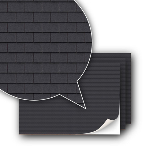 3 Sheets Self-Adhesive Decorative Film Roof Tiles for Model Making in Scale 1:87 Scale H0 (UK: 3.5 mm Scale) (Roof Shingles Black Rectangular)