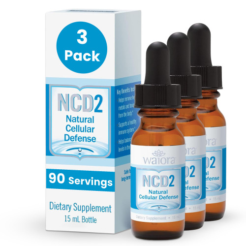 Waiora NCD2 Liquid Mineral Supplement, Advanced Cellular Support Formula, Daily Digestive & Detox, Immune, pH Balance, Cleansing; Easy-to-Use Drops (Three .5 oz Bottles, 270 serv)