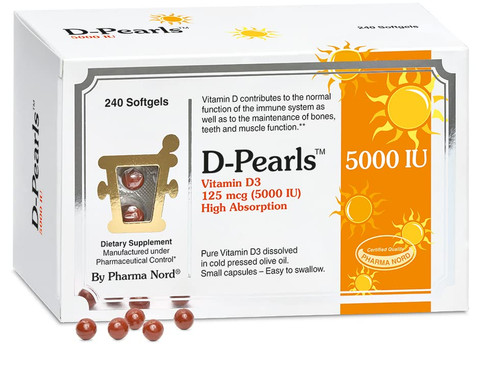 Pharma Nord D-Pearls 5000 iu (125 mcg) High Potency Vitamin D3 240 Count