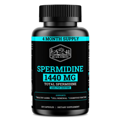 Black Forest Spermidine Supplement, 12mg per Serving - for Men and Women.