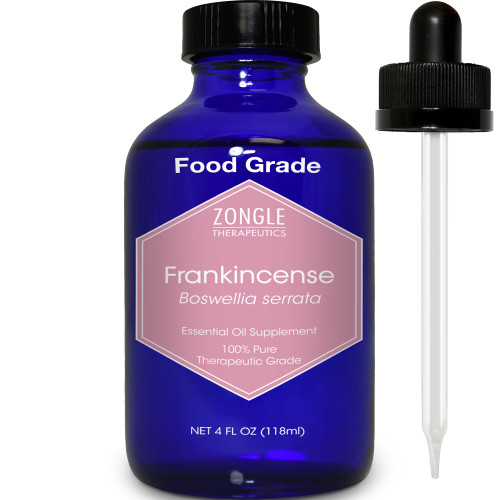 Frankincense Essential Oil, Food Grade, for Face, Dark Circles – 100% Pure, Frankincense, Resin, Oil, Boswellia Serrata, Edible, by Zongle Therapeutics, 4 OZ