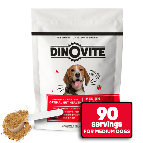 Dinovite Probiotics for Medium Dogs, Probiotic Food Topper, 90 Servings