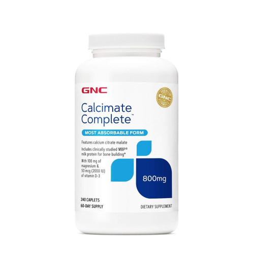 GNC Calcium Complete 800mg, Supports Bone Density, 240 Caplets, 60 Servings