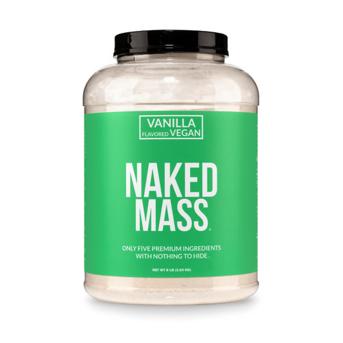 NAKED Vegan Mass - Vanilla Vegan Weight Gainer - 1,230 Calories, NSF Certified, Non-GMO, Soy & Gluten Free, No Artificial Ingredients - 8LB Bulk - 11 Servings