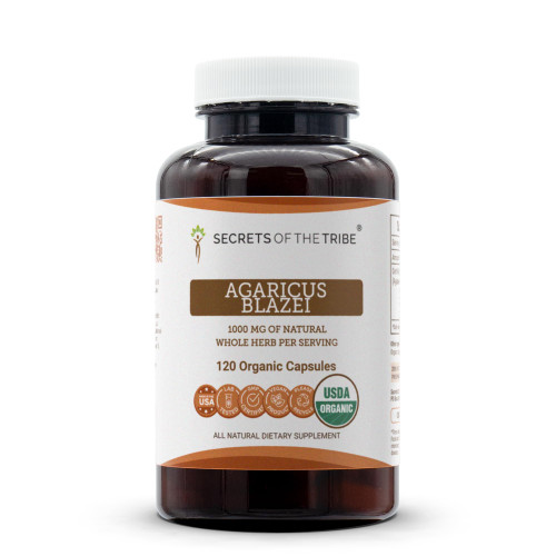 Secrets of the Tribe Agaricus Blazei 120 Capsules, 1000 mg, USDA Organic Agaricus blazei murill Dried Mushroom (120 Capsules)