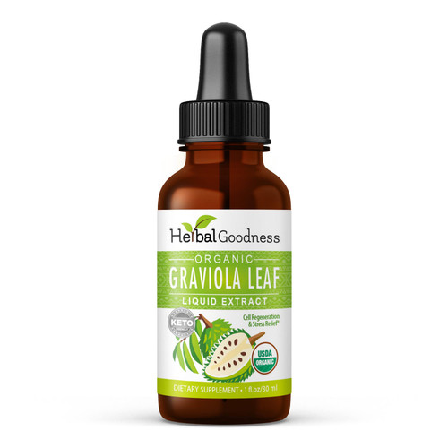 Herbal Goodness Organic Soursop Graviola Bitters Liquid, Guanabana Leaf 1oz