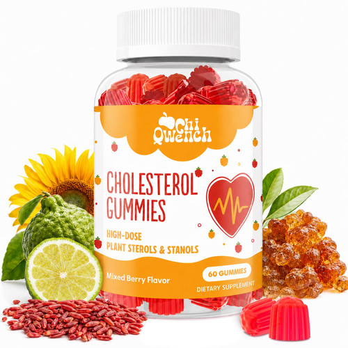ChiQwench Cholesterol Supplements with 1500 Mg Plant Sterols & Stanols, Cholesterol Support Gummies, Cholesterol Complex Gummies, Maintains Normal Levels, Mixed Berry Flavor, 60 Count