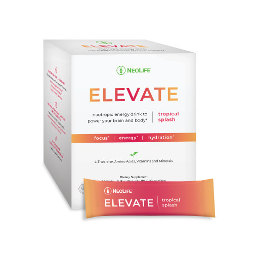NeoLife - Elevate Drink Mix - Brain & Energy Formula, Electrolyte & Powder, L-Theanine, Caffeine, Hydration, Electrolytes & Vitamins B Complex Packets - 30 Stick Packs