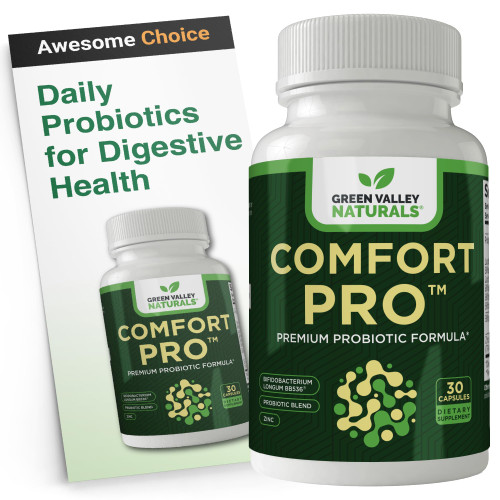 ComfortPro™ Daily Probiotics for Digestive Health | Constipation Relief & Bloating Support for Women & Men | Gut Cleanse with Zinc | Helps Reduce Gas & Promotes Digestive Regularity | Valley Formula