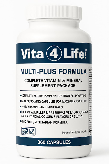 Vita4Life!® Bariatric Multivitamins Multi-Plus Formula | 483% Iron Support | 360 Fast-Absorbing Capsules | Complete Vitamin B Complex for Gastric Bypass & Sleeve Patients | Made in USA