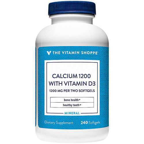 The Vitamin Shoppe Calcium 1,200MG - with Vitamin D3 for Bone Strength, Teeth Health & Overall Support, Daily Mineral (240 Softgels)