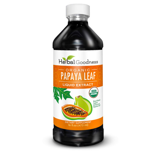 Herbal Goodness Papaya Leaf Extract Liquid, Platelet Supplement Boost 16oz