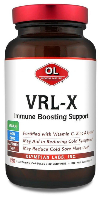Olympian Labs VRL-X Advanced Immune Support, Vitamin C, Zinc & Lysine, May Aid in Cold Sore Relief, 120 Capsules