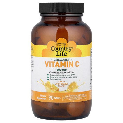 Country Life Vitamin C Wafer 500mg-Orange Juice Flavor 90 Chewable