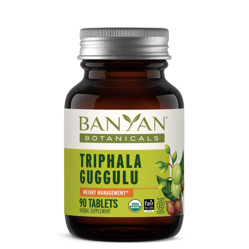 Banyan Botanicals Organic Triphala Guggulu – Deep Tissue Detox & GI Tract Support – Advanced Herbal Cleansing Supplement with Guggulu Resin – Systemic Waste Elimination – 90 Tablets – USDA Organic