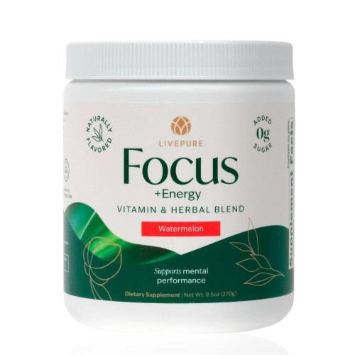 PURE Focus + Energy Tub Drink Mix | Zero Sugar | 9.5 oz | Watermelon Flavor