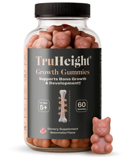 TruHeight Growth Gummies (Watermelon) Tall Nutrition for Natural Growth Supplement for Kids & Teens - Vitamin D, K, Calcium & Ashwagandha, Bone Strength Vitamins D3 K2, Picky Eater, Taller Ages 5+