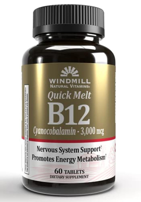 Windmill B-12 3000 mcg Quick Melt Tablets 60 Each (Pack of 2)