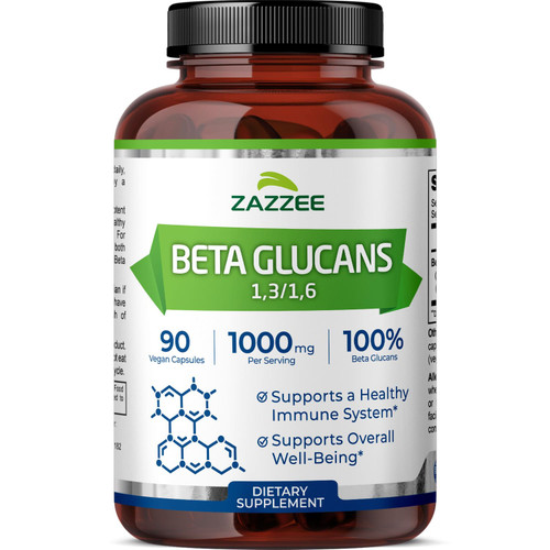 Zazzee Extra Strength 1,3/1,6 Beta Glucans, 1000mg Per Serving, 90 Capsules