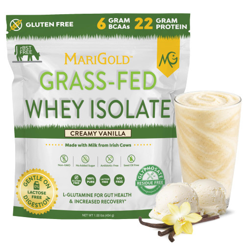 MariGold Grass-fed Whey Protein Isolate, Creamy Vanilla - 1lb Bag