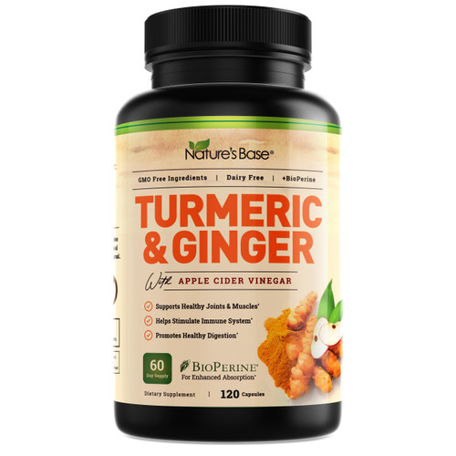 Nature's Base Turmeric and Ginger Supplement with Curcumin, ACV & BioPerine