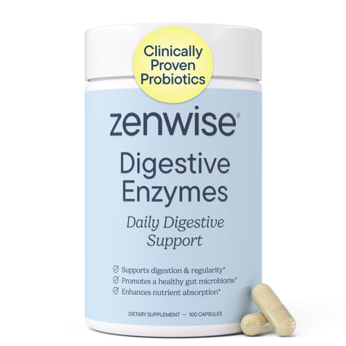 Zenwise Health Digestive Enzymes, Probiotics, for Gut Health Bloat - 100 CT