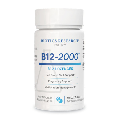 BIOTICS RESEARCH B12-2000™ Vitamin B12 2000 mcg, B6, Folate - 60 Lozenges