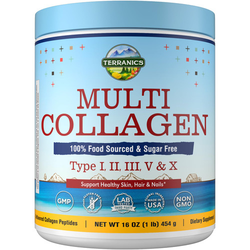Terranics Multi Collagen Peptides, Type I II III V X Hydrolyzed Collagen