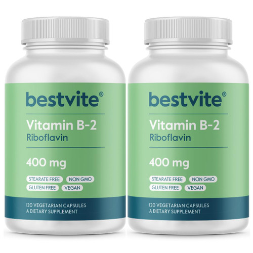 BESTVITE Vitamin B-2 (Riboflavin) 400mg (240 Veg Caps) (120x2)