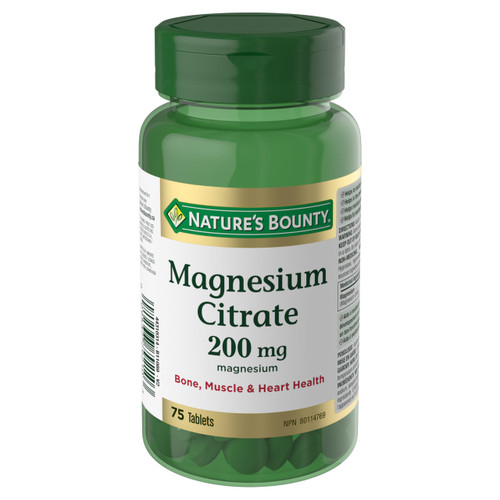 Nature's Bounty Magnesium Citrate 200 mg, 75 Tablets