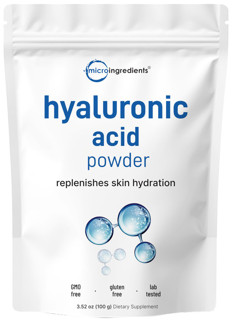 Hyaluronic Acid Serum Powder, 100 Grams | Low Molecular Weight, Cosmetics Grade | Skin Hydration and Moisture Support Supplements | Vegan, Water Soluble (Within 2 Hours)