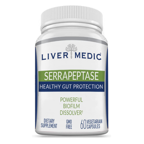 Serrapeptase Pure Digestive Proteolytic Enzymes Enteric Coated Premium Healthy Gut Protection and Vegan Liver Support Supplement for Sinus, Respiratory and Gut Health NonGMO (60 Caps)