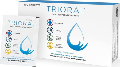 TRIORAL Rehydration Electrolyte Powder Oral Rehydration Salts 100 Drink Pk
