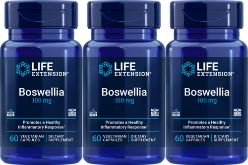 Life Extension Boswellia 100 mg, 60 Vegetarian Capsules (Pack of 3) (Formerly Called 5-LOX Inhibitor with AprèsFlex)