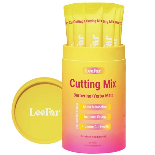 Leefar Cutting Drink Mix – Berberine, Chromium, 5-HTP, Yerba Mate & Magnesium | Strawberry Açaí Flavor – 30 Servings