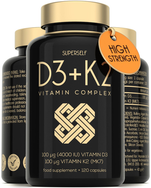 Vitamin D3 K2 Capsules - High Strength - for Strong Bones, Teeth, Immunity